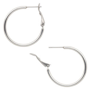 Earring, stainless steel, 30mm round hoop. Sold per pair.