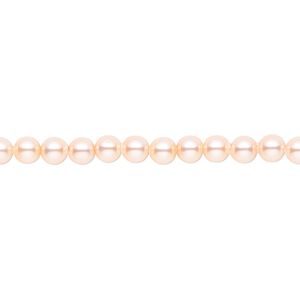 Pearl 100pk peach, Crystal Passions® 4mm round 5810