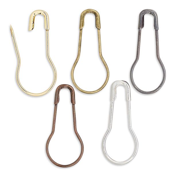 Bail, assorted-finished brass, 22x10mm safety pin with 16mm grip length. Sold per pkg of 50. image number 0