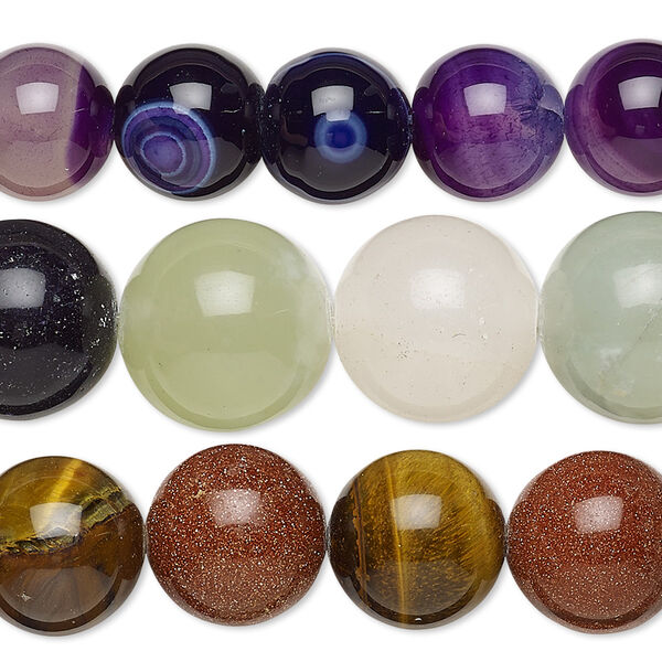 Bead mix, multi-gemstone (natural / dyed / stabilized / heated / manmade / imitation) and glass, mixed colors, 10-14mm round, C grade, Mohs hardness 3 to 7. Sold per pkg of (3) 15-inch strands. image number 0