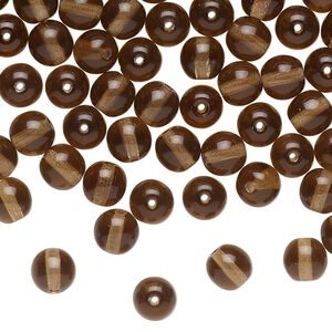 Bead, Czech glass, translucent smoky topaz, 6mm round. Sold per 2-ounce pkg, approximately 200 beads.