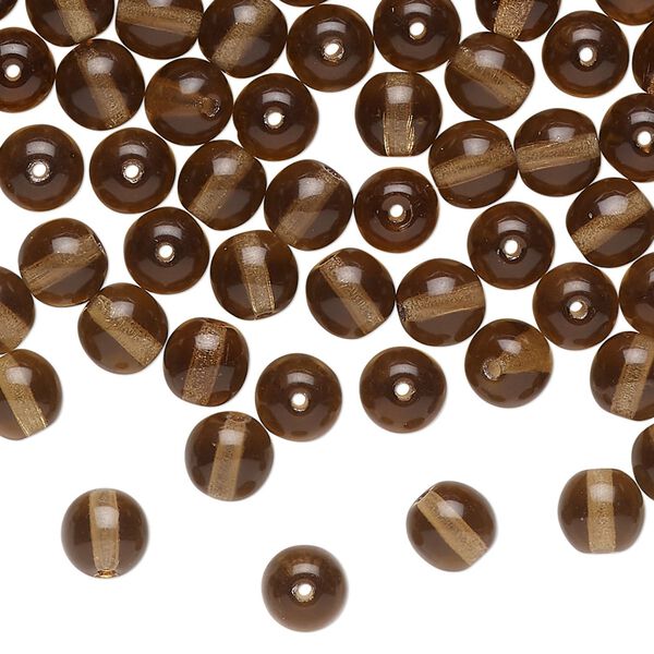 Bead, Czech glass, translucent smoky topaz, 6mm round. Sold per 2-ounce pkg, approximately 200 beads. image number 0