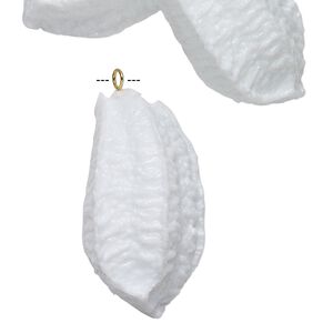 Focal, vintage German acrylic and gold-finished "pewter" (zinc-based alloy), white, 47x24mm Brazil nut shell. Sold per pkg of 3.