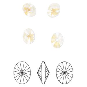 Chaton 6pk crystal light grey DeLite, Crystal Passions® 8x6mm oval rivoli 4122