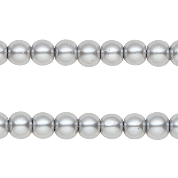 Bead, glass pearl, grey, 6mm round. Sold per pkg of (2) 15-inch strands, approximately 140 beads. image number 0