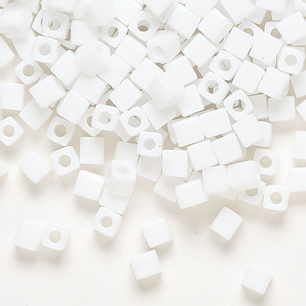 Seed bead, Miyuki, glass, pkg/250g, 3.5-3.7mm square, opaque white (SB-402). image number 0