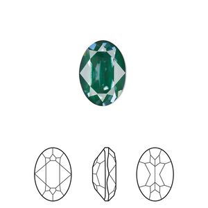 Fancy stone 1pk crystal pine green ignite LacquerPRO, Crystal Passions® 14x10mm oval 4120