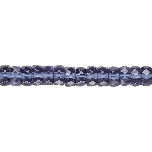Bead, Czech fire-polished glass, Montana blue, 6x3mm faceted rondelle. Sold per 15-1/2" to 16" strand. image number 0