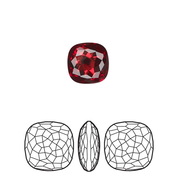 Fancy stone 2pk scarlet foil back, Crystal Passions® 10mm thin cushion 4483 image number 0
