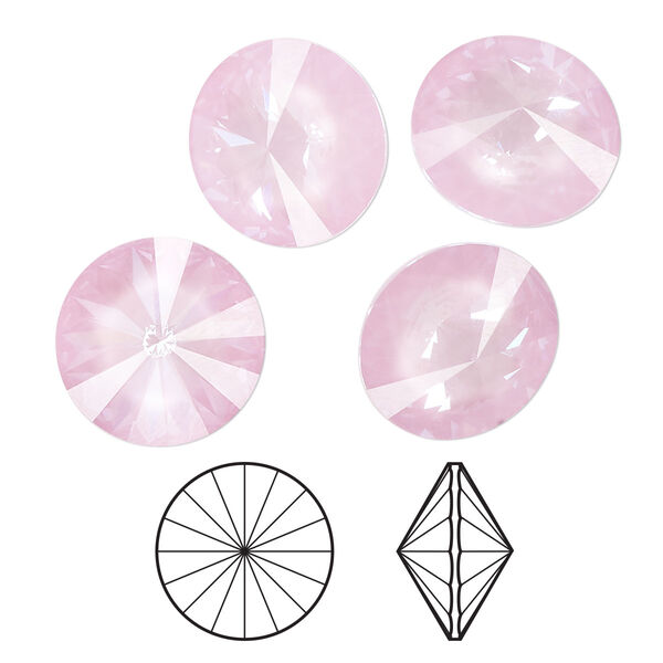 Chaton 4pk crystal soft rose ignite, Crystal Passions® 14mm rivoli 1122 image number 0