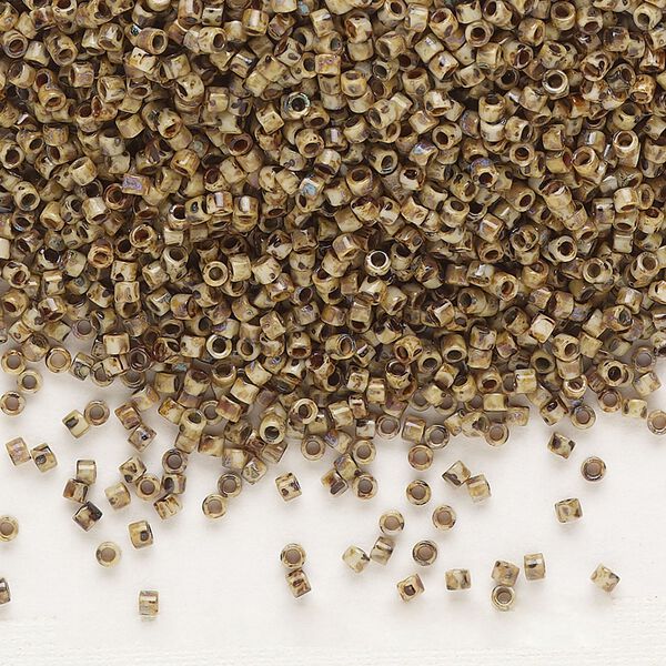 Seed bead, Delica®, glass, pkg/7.5g, #11 round, opaque Picasso brown (DB-2267). image number 0