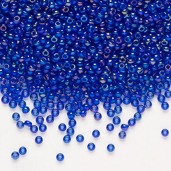 Seed bead, Preciosa Ornela Czech glass, pkg/500g, #11 rocaille, translucent rainbow blue, (31100). image number 0
