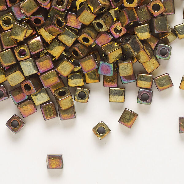 Seed bead, Miyuki 1pkg10g, glass, 3.5-3.7mm square, opaque metallic iris fuchsia (SB-462) image number 0