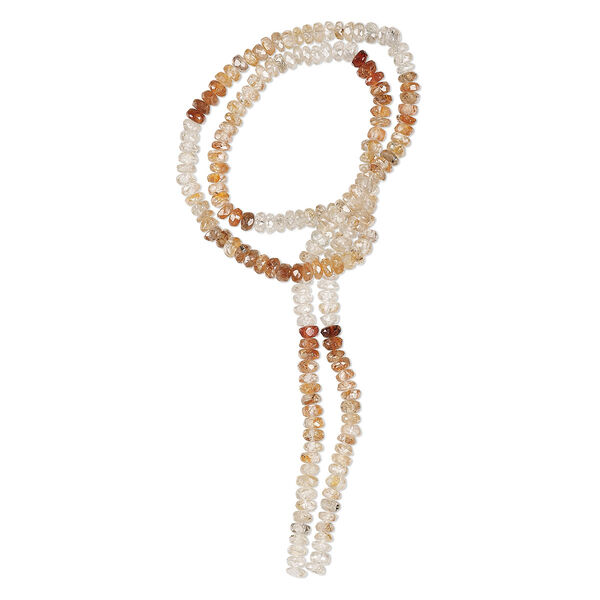 Bead, white zircon / orange zircon /  brown zircon (natural / heated), shaded, 3x1mm-4x2mm hand-cut faceted rondelle, C+ grade, Mohs hardness 6 to 7-1/2. Sold per 14-inch strand, approximately 160 beads. image number 0