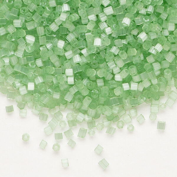 Seed bead, Preciosa Ornela Czech glass, pkg/500g, #11 2-cut hex, translucent solgel dyed satin green, (05161). image number 0