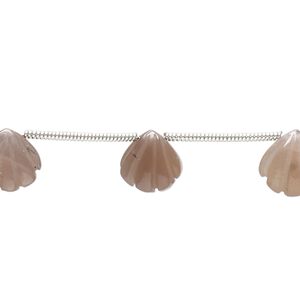 Coffee moonstone 1pkg10, hand-cut top-drilled carved puffed shell bead natural 9x9mm