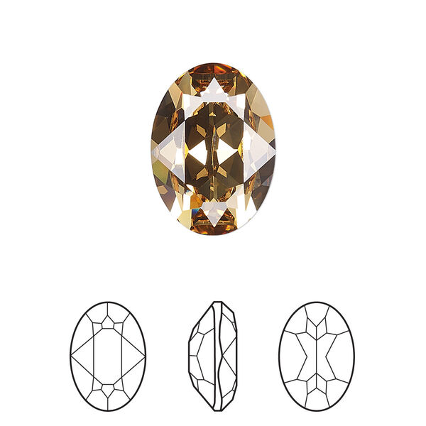Fancy stone 6pk light Colorado topaz foil back, Crystal Passions® 18x13mm oval 4120 image number 0