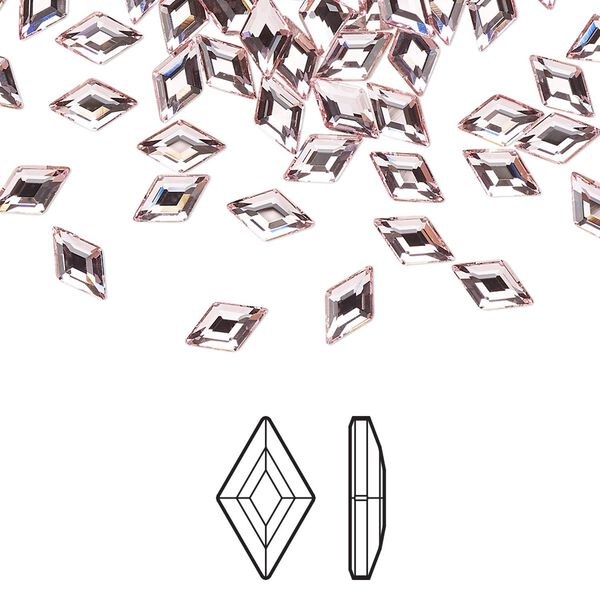 Flat back 6pk light rose foil back, Crystal Passions® 6.6x3.9mm diamond 2773 image number 0