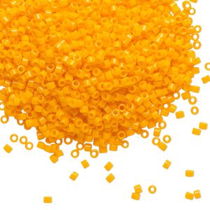 Seed bead, Delica®, glass, pkg/250g, #11 round, opaque mandarin orange (DB-1133).