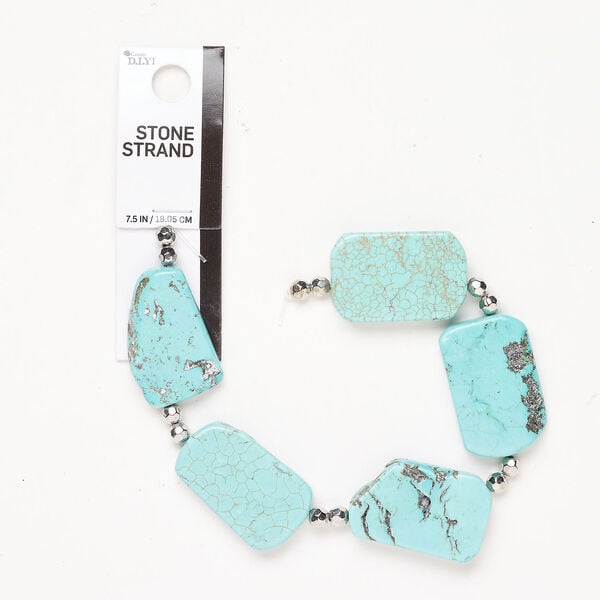 Bead assortment 1pkg1, porcelain and silver-colored CCB, blue and brown, 26x18mm-35x23mm freeform, 7-1/2 inches. image number 0