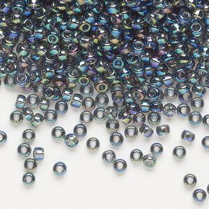 Seed bead, Miyuki, glass, pkg/50g, #8 rocaille, translucent rainbow grey (RR-249).