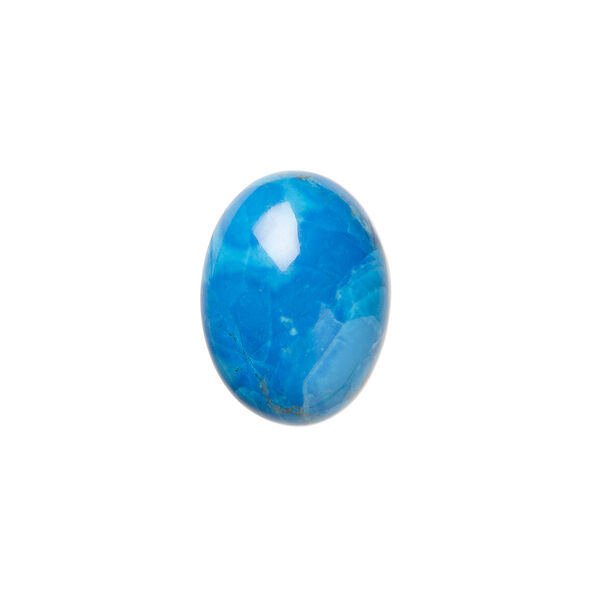 Cabochon, howlite (dyed), turquoise blue, 16x12mm calibrated oval, B grade, Mohs hardness 3 to 3-1/2. Sold per pkg of 6. image number 0