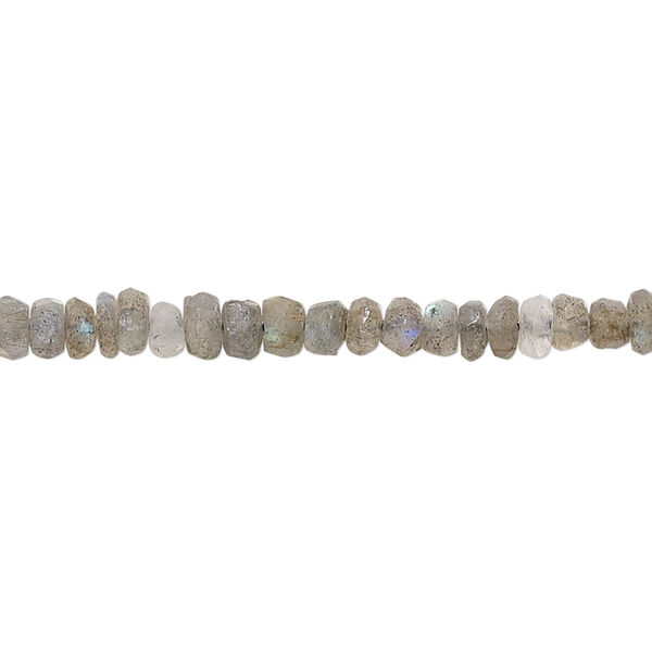 Bead, labradorite (natural), 3x2mm-5x3mm hand-cut faceted rondelle, C grade, Mohs hardness 6 to 6-1/2. Sold per 12-inch strand. image number 0