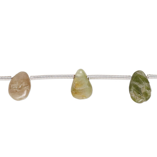 Multi-tourmaline 1pkg12, hand-cut top-drilled puffed teardrop bead natural 8x6mm-10x8mm image number 0