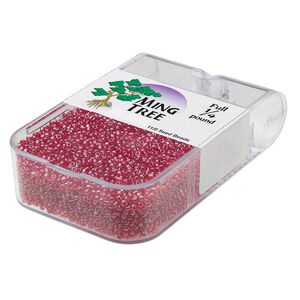 Seed bead, Ming Tree™, glass, pkg/1/4 pound, #11 round, translucent luster red.