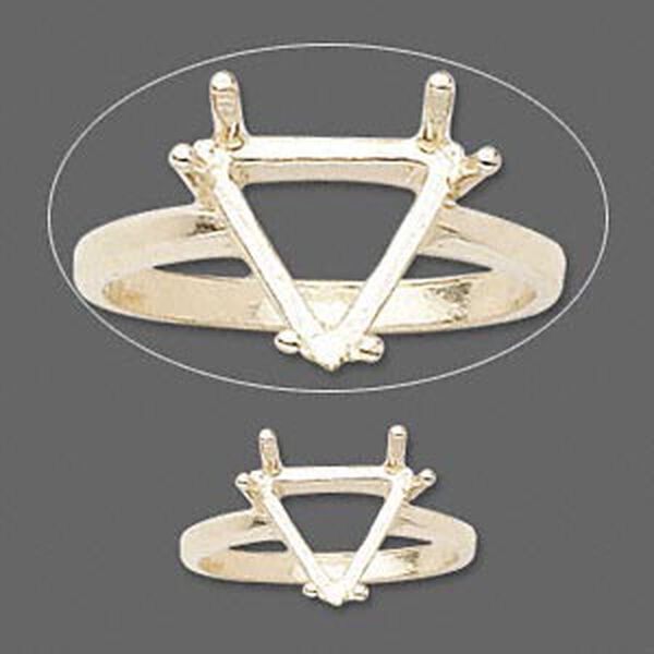 Ring, Sure-Set™, 14Kt gold, 10x10x10mm 6-prong triangle basket setting, size 7. Sold individually. image number 0