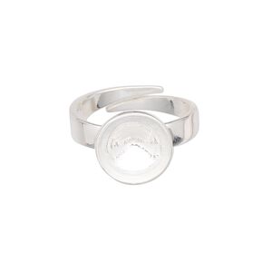 Ring, Almost Instant Jewelry®, sterling silver, 12mm wide with SS47 rivoli setting, adjustable from size 7 to 8. Sold individually.