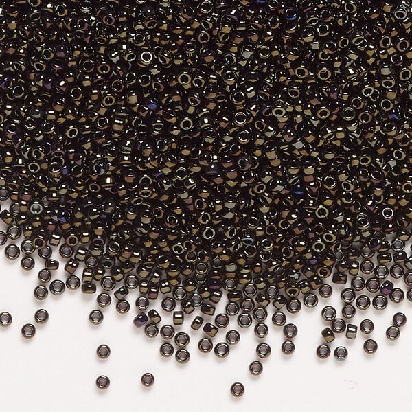Seed bead, Miyuki, glass, pkg/250g, #15 rocaille, opaque metallic iris brown (RR-458). image number 0
