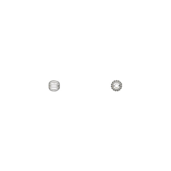 Bead, sterling silver, 3mm seamless corrugated round. Sold per pkg of 50. image number 0