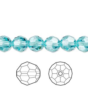 Bead 12pk light turquoise, Crystal Passions® 8mm round 5000
