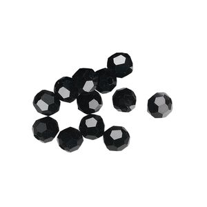 Bead 12pk jet, Asfour Crystal 6mm faceted round