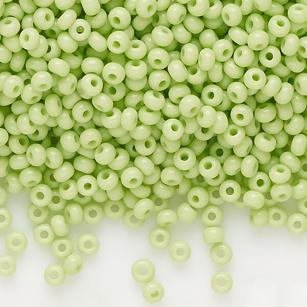 Seed bead, Preciosa Ornela Czech glass, pkg/50g, #11 rocaille, opaque pale green, (53410). image number 0