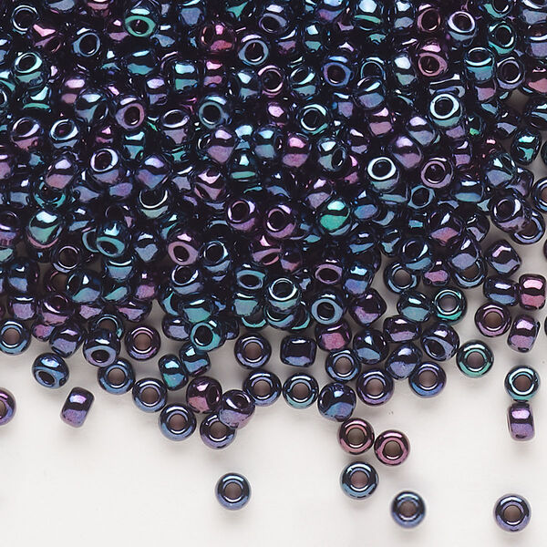 Seed bead, Dyna-Mites™, glass, opaque iris blue, #8 round. Sold per 40-gram pkg. image number 0