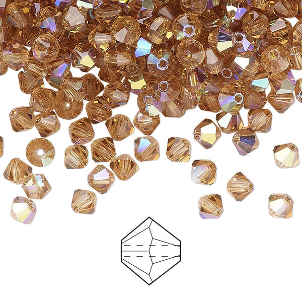 Bead 144pk light Colorado topaz AB, Preciosa Czech crystal 4mm bicone image number 0