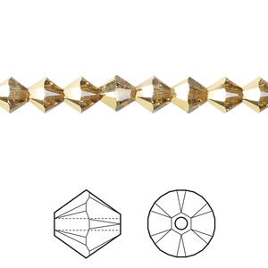 Bead 1pkg144 crystal aurum, Crystal Passions® 6mm bicone 5328