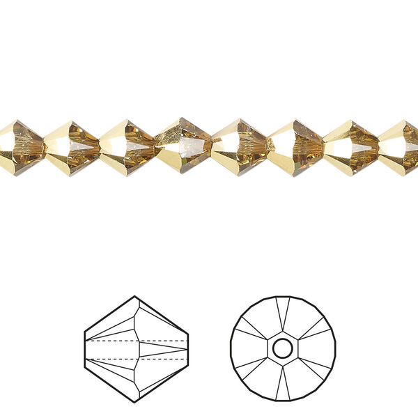 Bead 1pkg144 crystal aurum, Crystal Passions® 6mm bicone 5328 image number 0