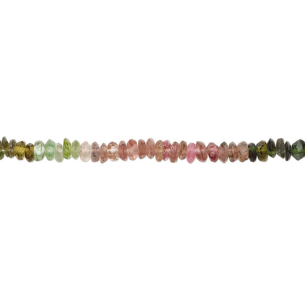Bead, multi-tourmaline (natural), 3x1mm-4x2mm hand-cut faceted rondelle with set pattern and 0.4-0.6mm hole, B- grade, Mohs hardness 7 to 7-1/2. Sold per 13-inch strand. image number 0