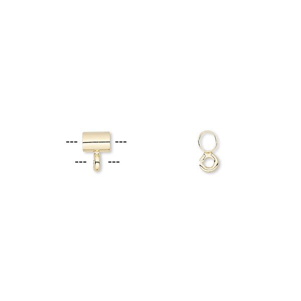 Bead, gold-plated brass, 4x3mm round tube with open loop. Sold per pkg of 10. image number 0