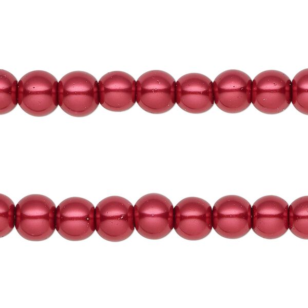 Bead, glass pearl, dark red, 5-6mm round. Sold per pkg of (2) 15-inch strands, approximately 140 beads. image number 0