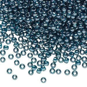 Seed bead, TOHO BEADS®, glass, pkg/50g, #8 round, translucent luster teal (TR-08-108BD).