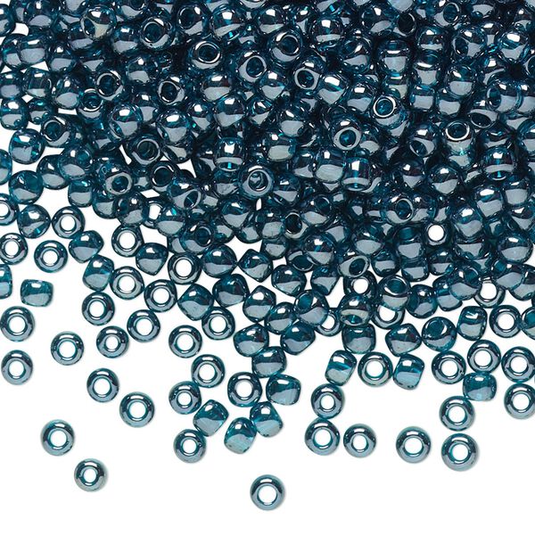 Seed bead, TOHO BEADS®, glass, pkg/50g, #8 round, translucent luster teal (TR-08-108BD). image number 0