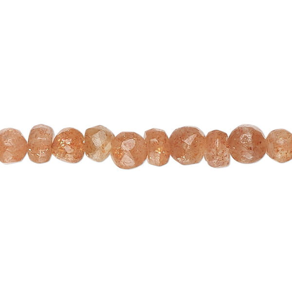 Bead, sunstone (natural), small hand-cut faceted pebble, Mohs hardness 6 to 6-1/2. Sold per 14-inch strand, approximately 75 beads. image number 0
