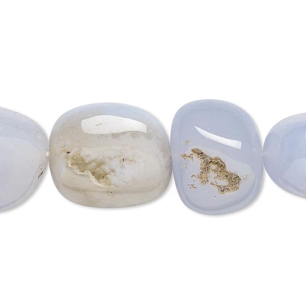 Bead, blue lace agate (natural), medium to large tumbled nugget, Mohs hardness 6-1/2 to 7. Sold per 14-inch strand. image number 0