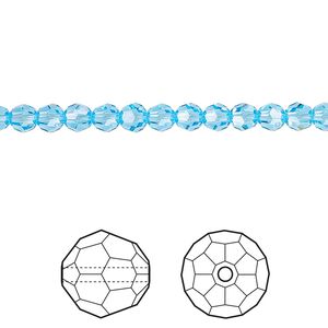 Bead 12pk aquamarine, Crystal Passions® 4mm round 5000