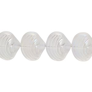 Bead, glass, translucent matte clear AB, 14x12mm clamshell. Sold per 15-1/2" to 16" strand.