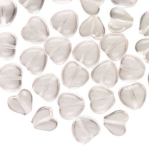 Bead, glass, transparent light pink, 8mm puffed heart. Sold per pkg of 53.